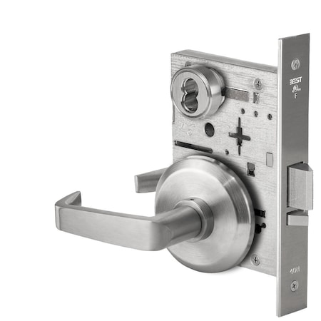 Best Grade 1 Classroom Mortise Lock, 15 Lever, S Rose, SFIC Housing Less Core, Satin Chrome Finish, Field 45H7R15S626